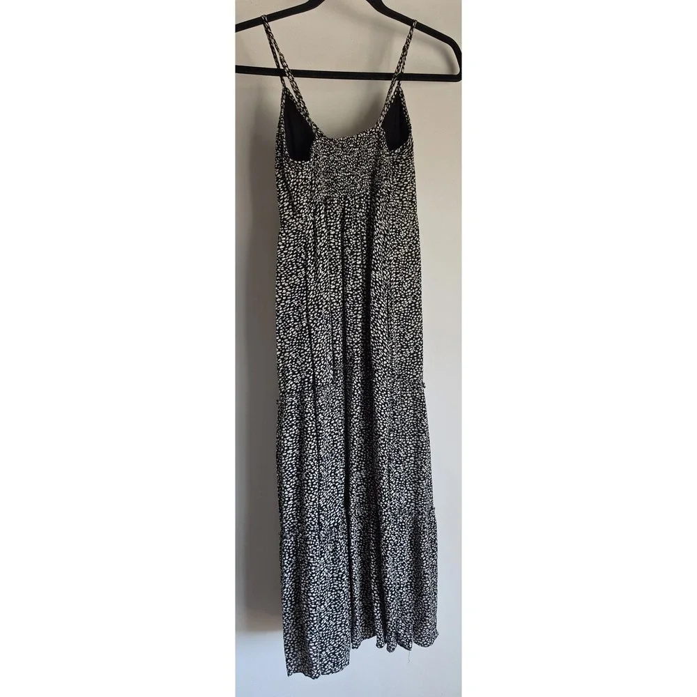 Abercrombie & Fitch Maxi Dress XS Sleeveless V-Neck Black White Polka Dot Boho